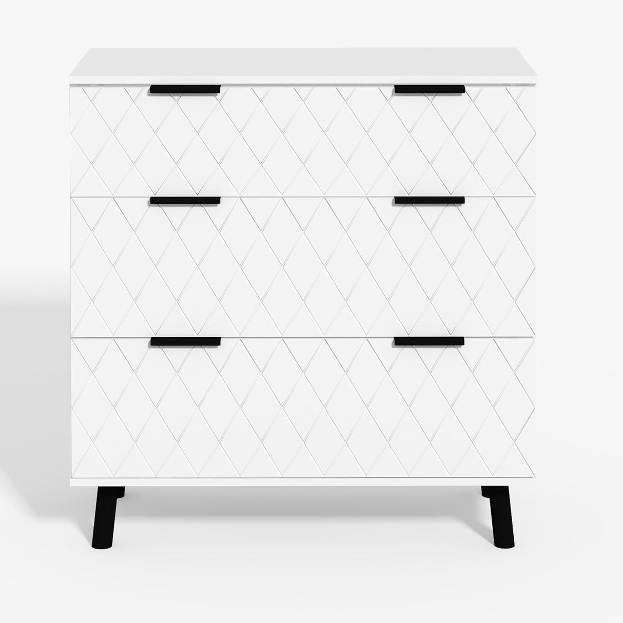 White 3 Drawer Dresser for Bedroom, Wood Chest of Drawers