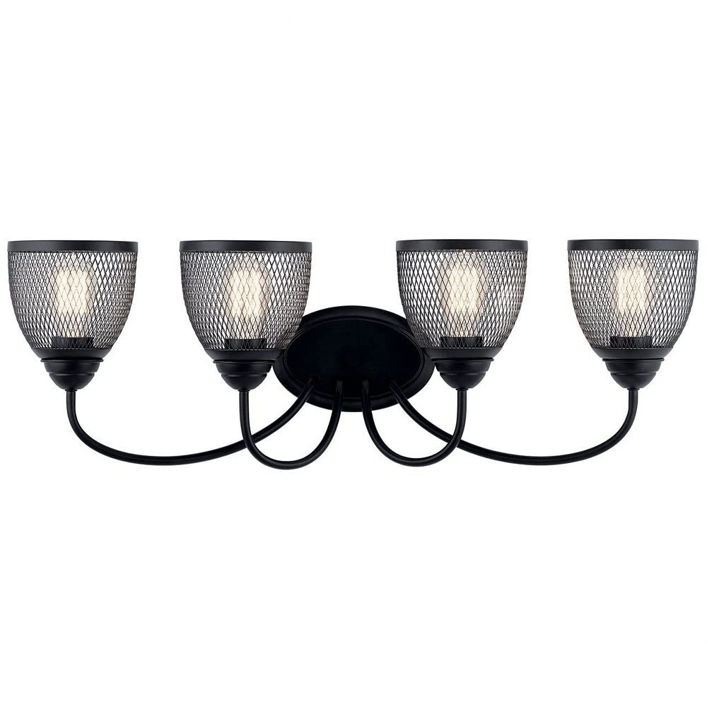 Voclain 32" 4 Light Vanity Light with Mesh Shade in Black