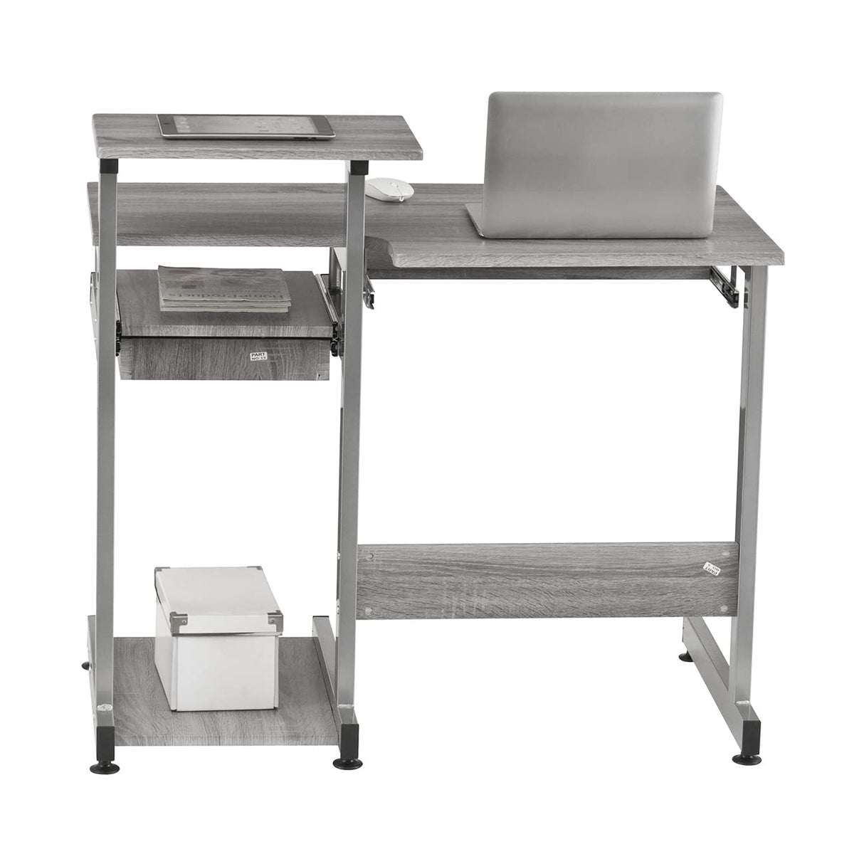 Complete Computer Workstation Desk, Gray, 37.75" W x 22" D x 35" H,Grey