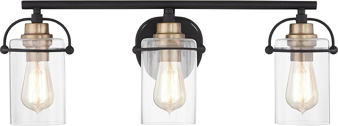 Emerson Bath Vanity Lights, 24 Inch 3-Light Matte Black Bathroom Lighting ransitional Wall