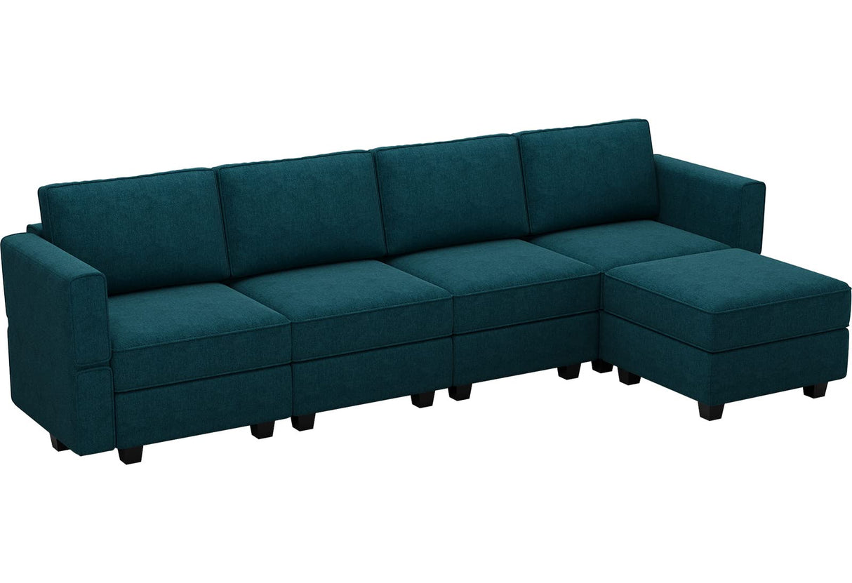 L-Shaped Sofa with Storage Seat Fabric Modular Sectional
