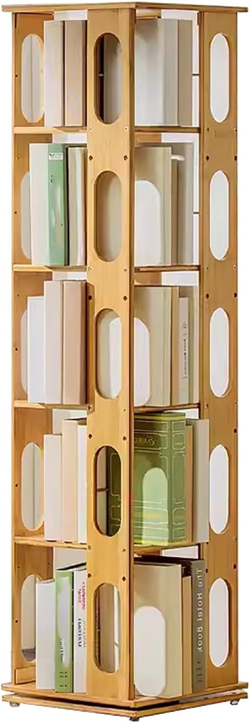 Bookshelf, 360° Rotating Bookshelves, 4/5 Tiers Standing Bookcase, Simple Small Space
