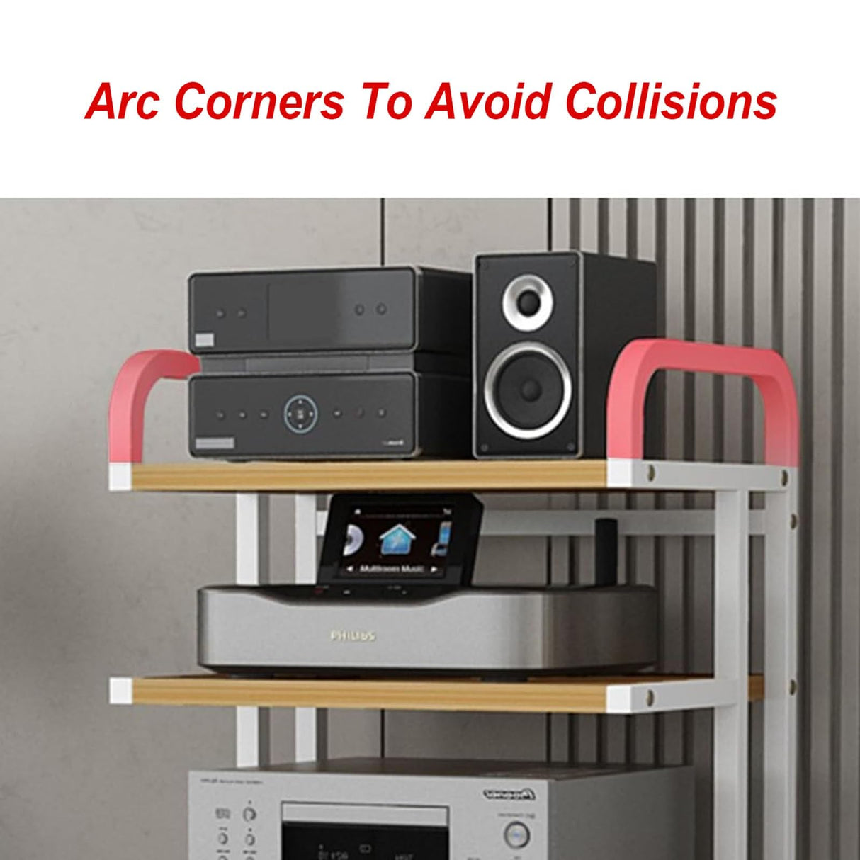 Movable 3/4/5-Tier Media Stand Audio/Video Component Cabinet with Wooden Shelf