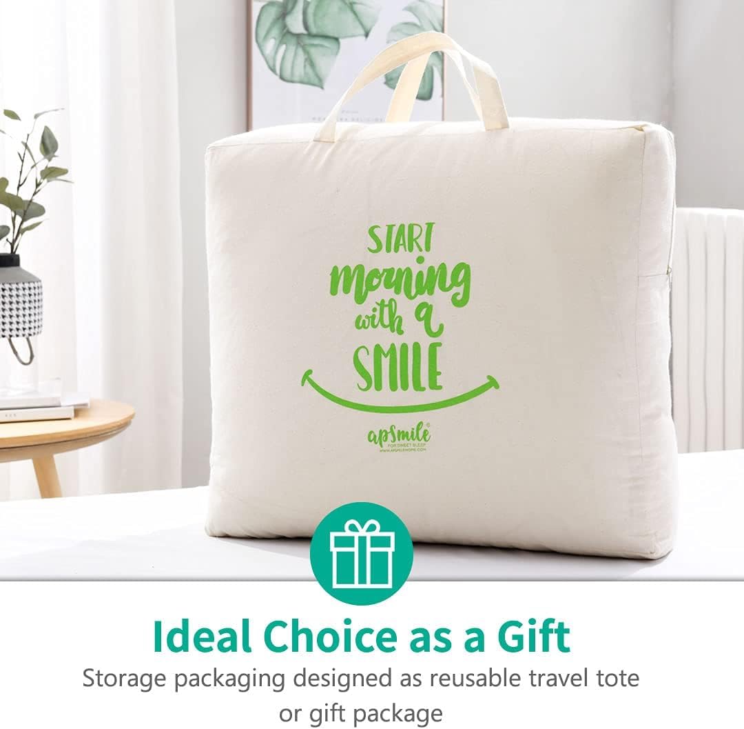 APSMILE All Season Goose Feather Down Comforter Queen Size - Ultra-Soft 750 Fill-Power Hotel Collection Duvet Insert Fluffy Medium Warm Quilt Comforter with Corner Tabs(90x90, White)