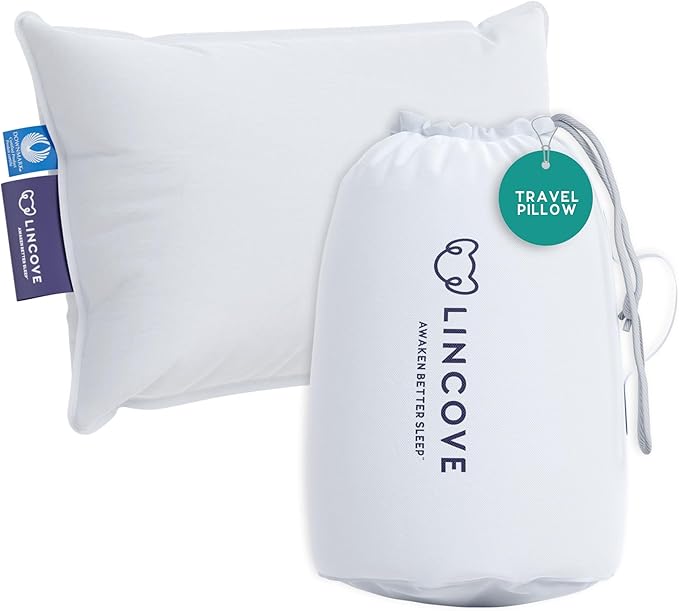 Down Feather Travel Pillow Pack of 2 - Luxury Pillows to Support Head