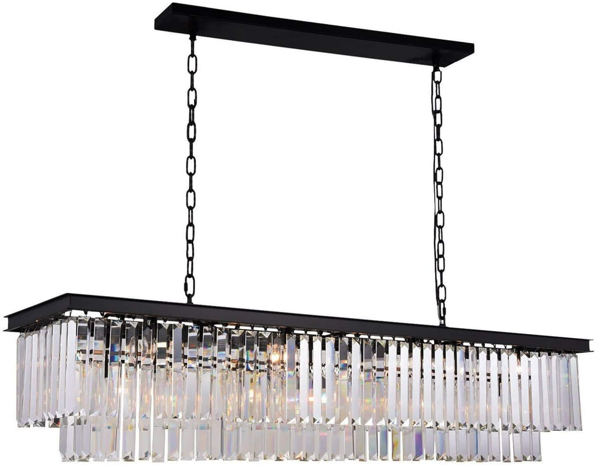 Rectangular Crystal Chandelier Lighting Modern K9 Pendant Ceiling Chandeliers 10 Lights
