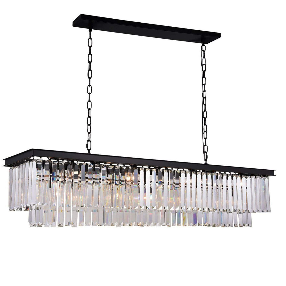 Rectangular Crystal Chandelier Lighting Modern K9 Pendant Ceiling Chandeliers 10 Lights