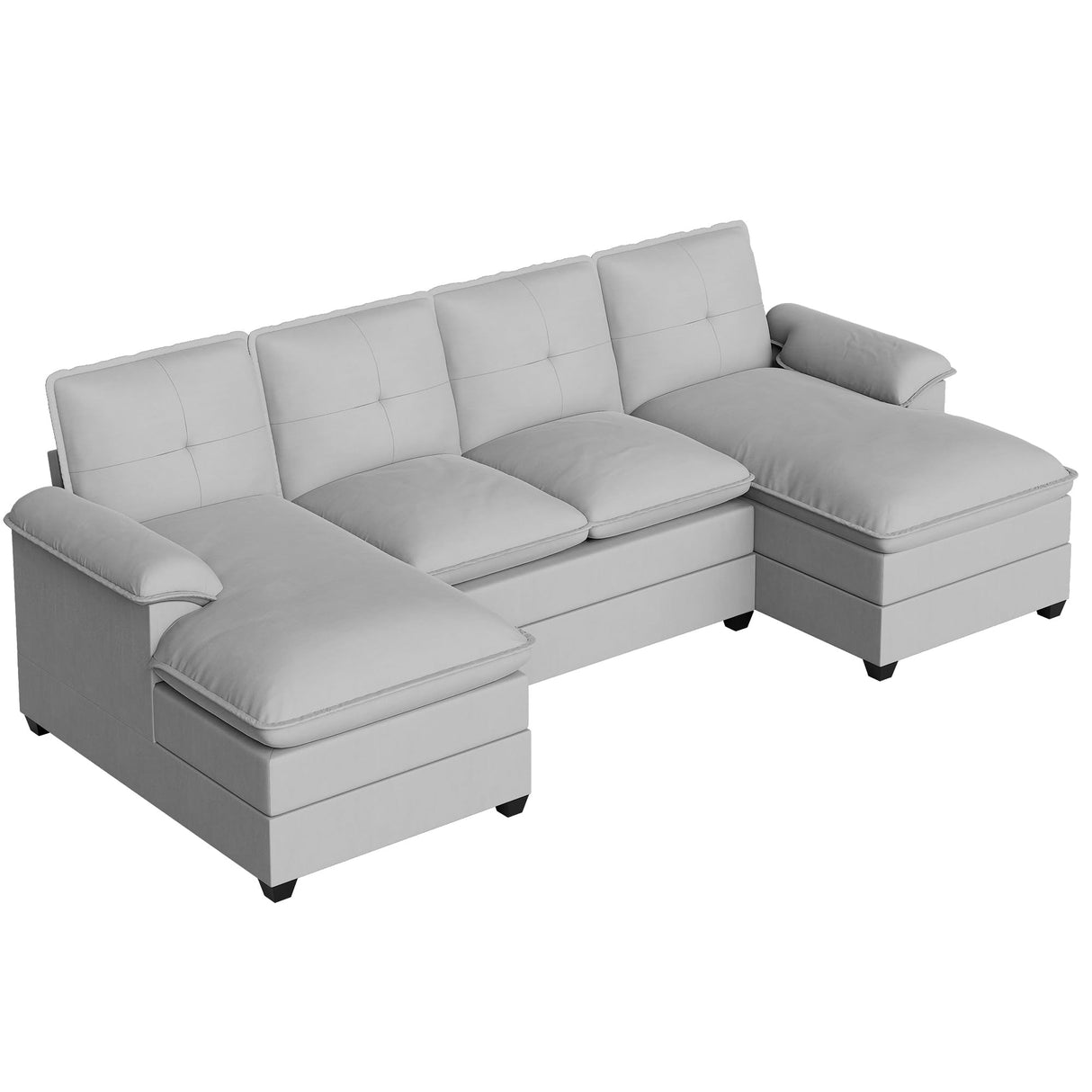 Shintenchi 110" U-Shaped Sectional Sofa with Double Chaise – 6 Colors