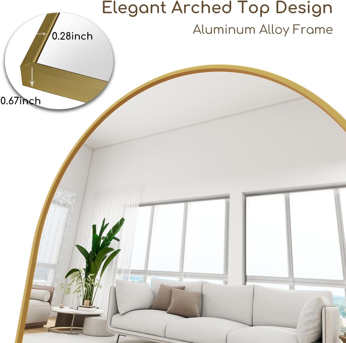 Arched Full Length Mirror, 64"x21" Free Standing Floor Mirror, Modern Full Body Mirror