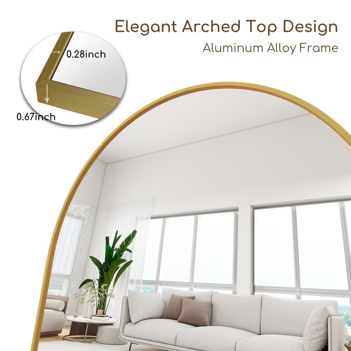 Arched Full Length Mirror, 64"x21" Free Standing Floor Mirror, Modern Full Body Mirror