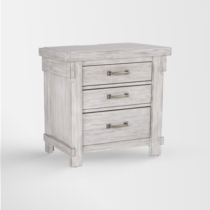 Brashland Farmhouse 3 Drawer Nightstand with Dovetail Construction