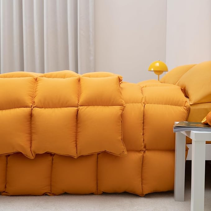 Feather Down Comforter King Size, Luxurious All Seasons Duvet Insert Grey Lightweight