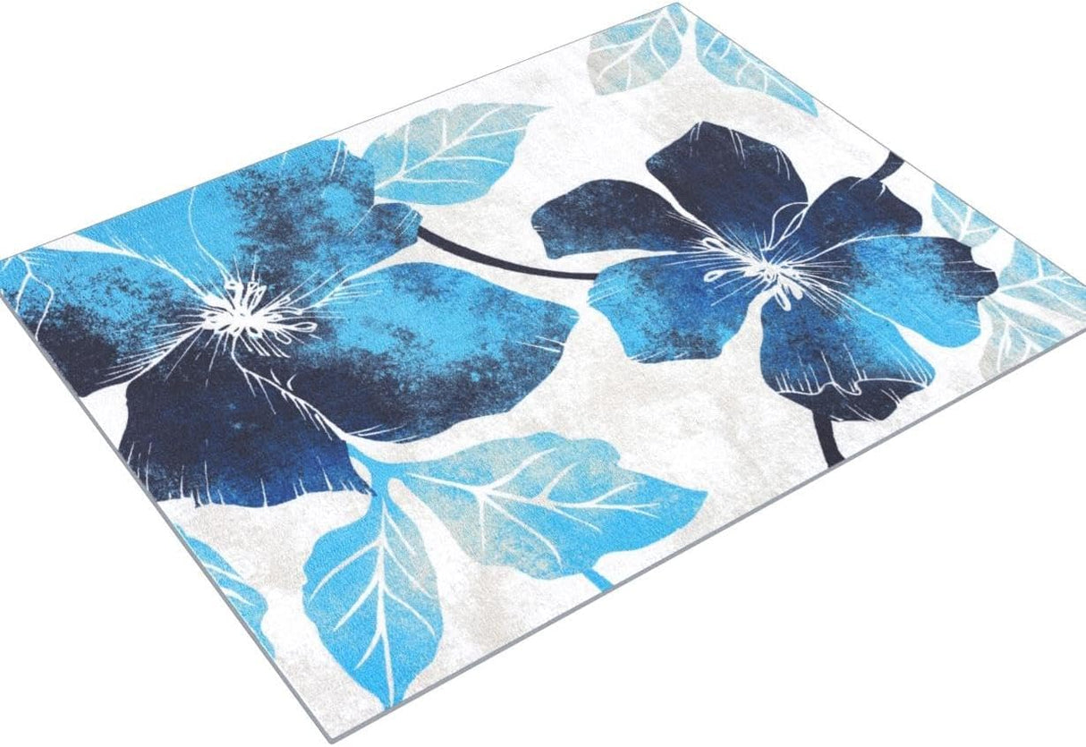 Solana Modern Floral 7'10" x 10'3" Area Rugs Non-Skid (Non-Slip) Rubber Backing Blue