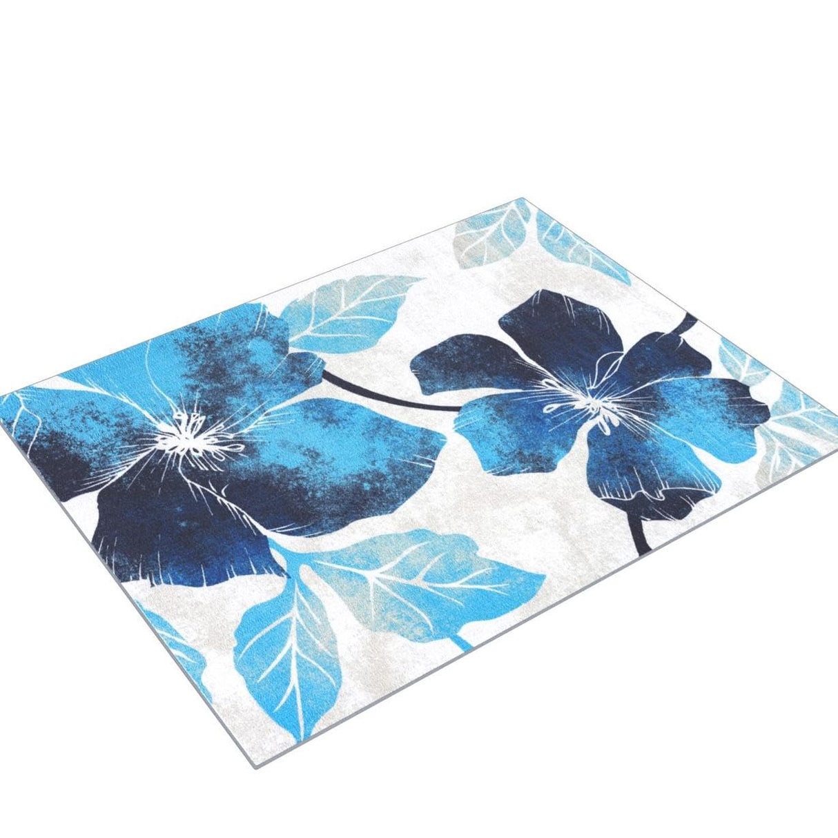 Solana Modern Floral 7'10" x 10'3" Area Rugs Non-Skid (Non-Slip) Rubber Backing Blue