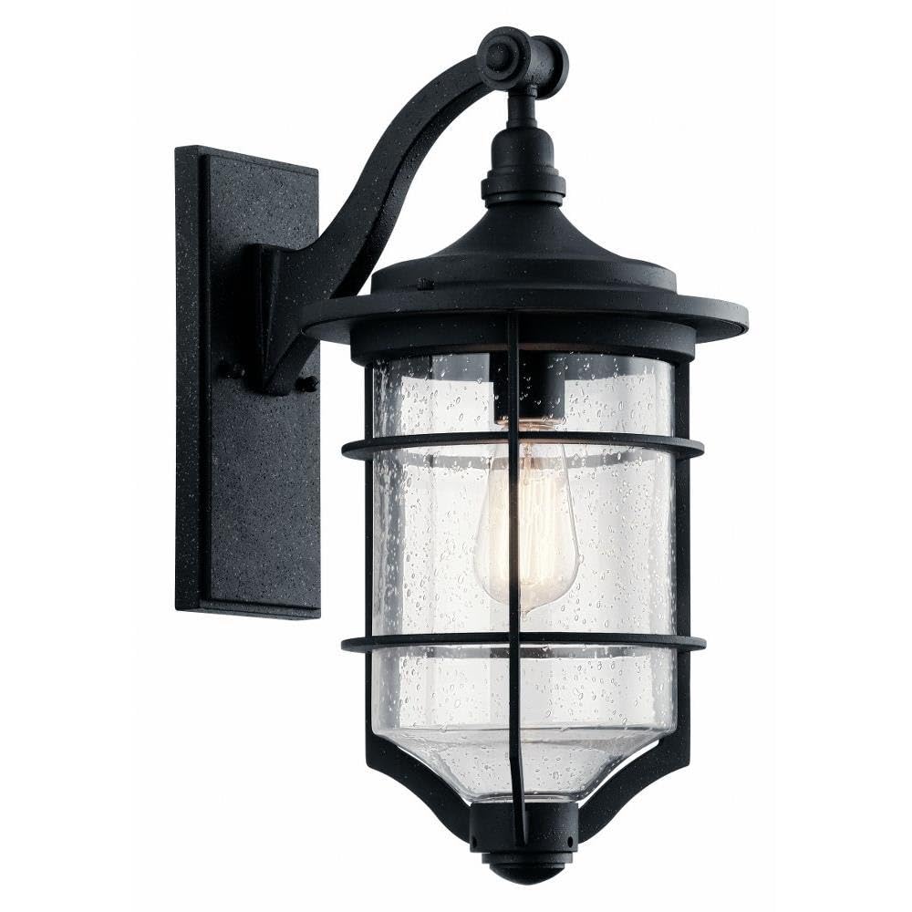 Royal Marine 18.25" 1 Light Outdoor Wall Light with Clear Seeded Glass in Distressed Black