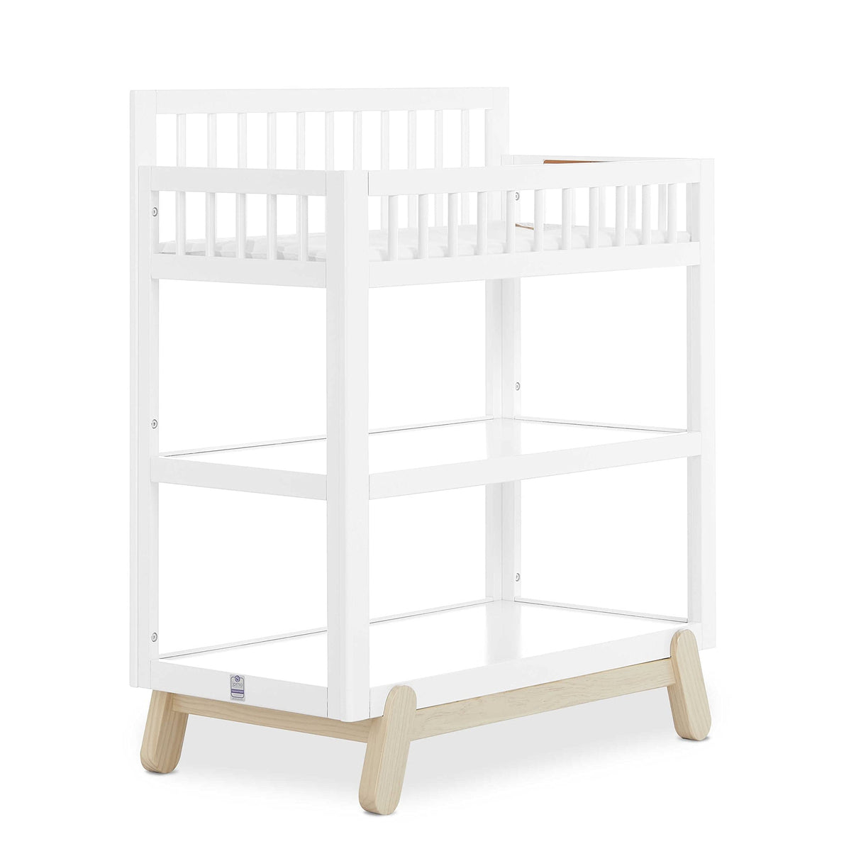 Hygge Changing Table in Weathered Vintage Oak, Greenguard Gold & JPMA Certified, Comes with Safety Belts & 1” Changing Pad, Easy to Clean, Safe Wooden Furniture