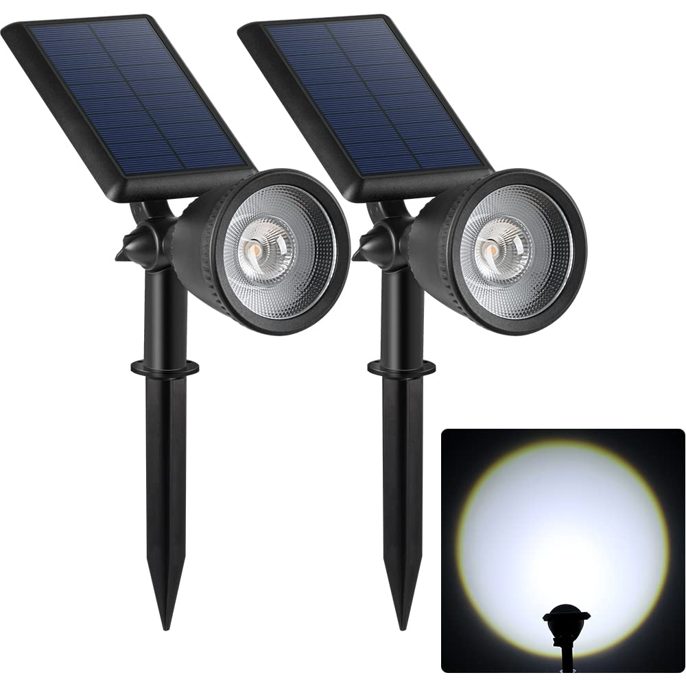 2 Pack Solar Powered Spot Lights Outdoor Waterproof Super Bright LED Yard