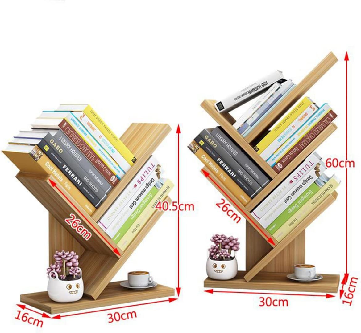 DOITOOL Wooden Bookshelf 3 Bookshelf Small Storage Bookcase Bookcases Desktop Wooden Rack Layers Tabletop Estanteria Fashion Tree Tabletop Bookshelf