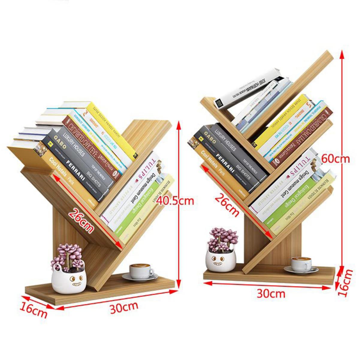 DOITOOL Wooden Bookshelf 3 Bookshelf Small Storage Bookcase Bookcases Desktop Wooden Rack Layers Tabletop Estanteria Fashion Tree Tabletop Bookshelf