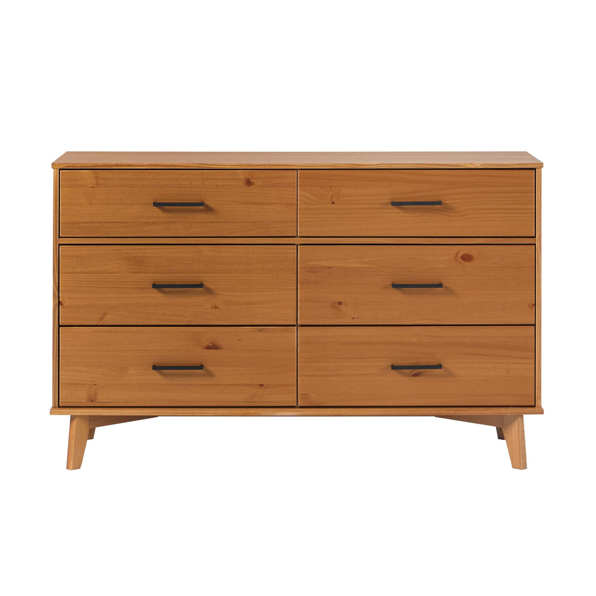 Modern Solid Pine Wood 6-Drawer Dresser