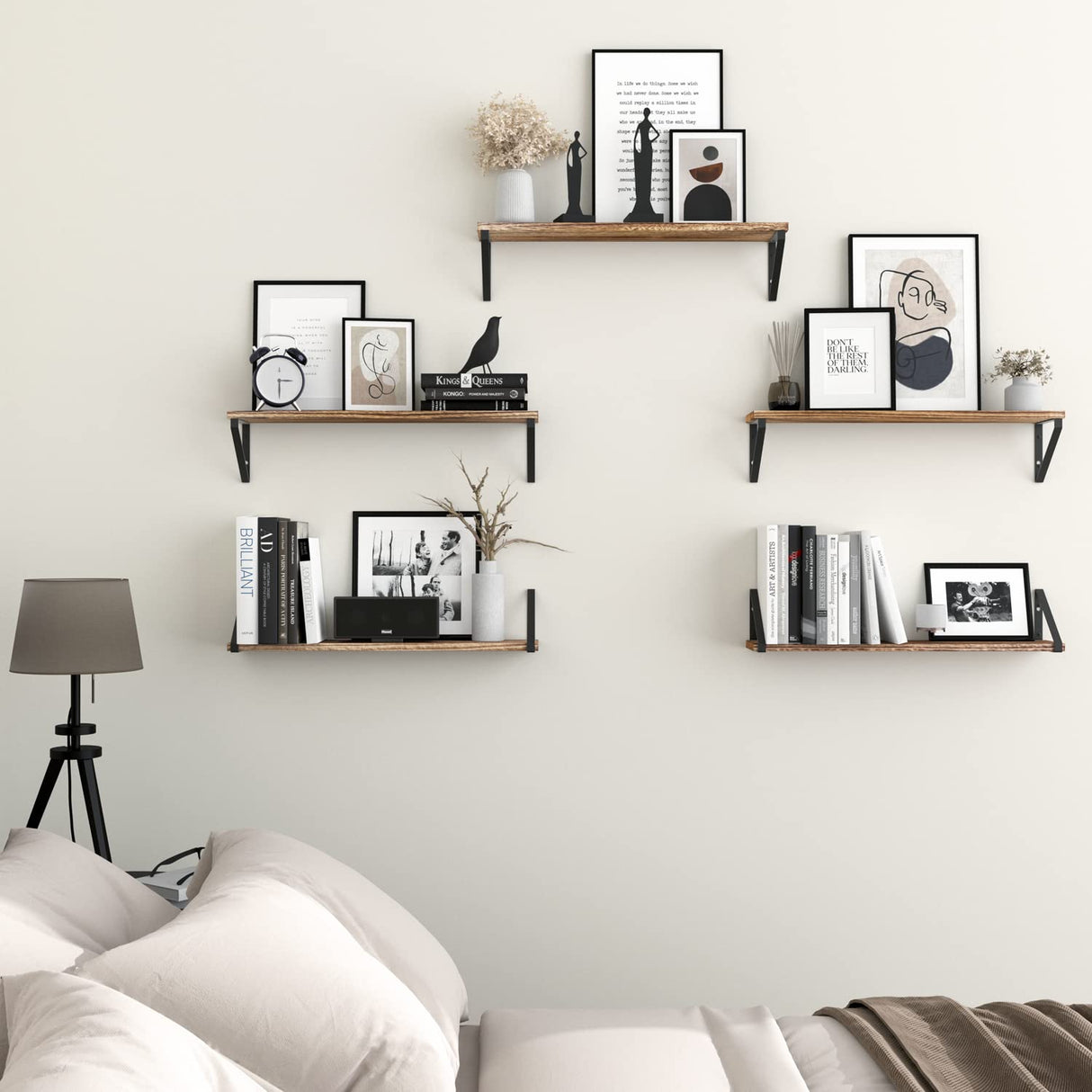 Ponza 24" Floating Bookshelf, Wood Floating Shelves for Wall Storage, Rustic Wall Shelves