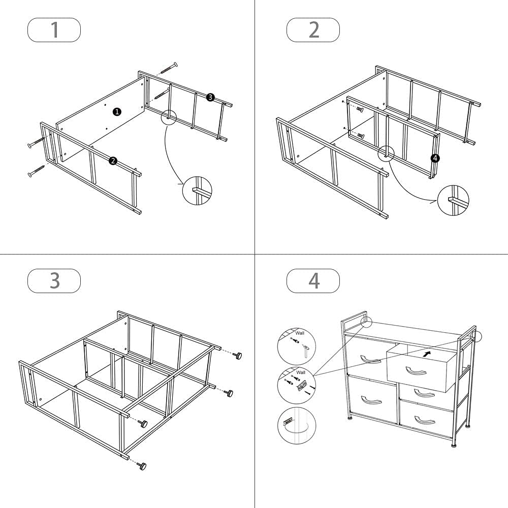 Wide Dresser Storage Tower with Sturdy Steel Frame