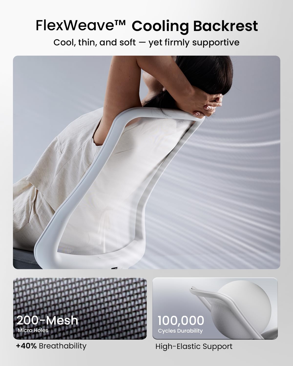 Ergonomic Office Chair with Foam Cushion & Adjustable Armrests - White