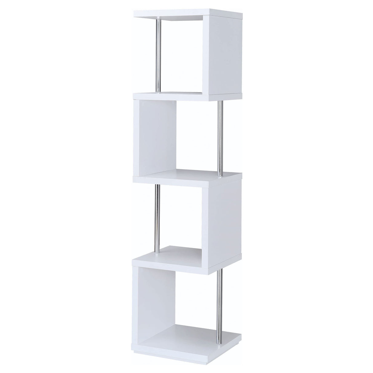 Baxter 67-inch 4-Shelf Bookshelf White and Chrome