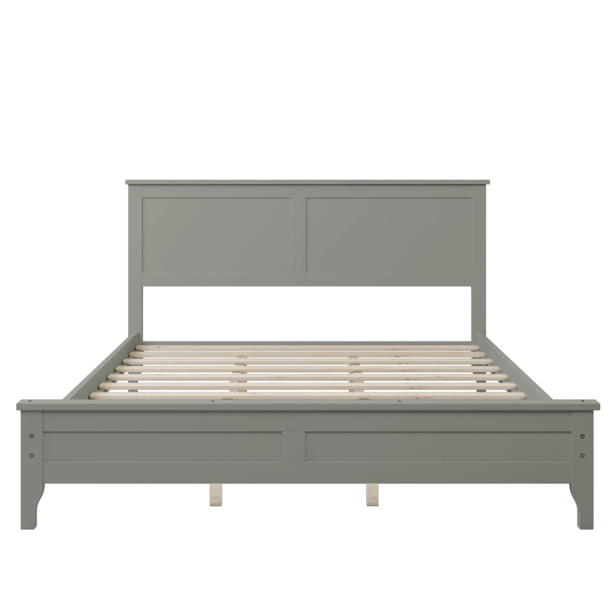 Grant Modern Queen Size Platform Bed with Slats and Headboard, Neutral Gray