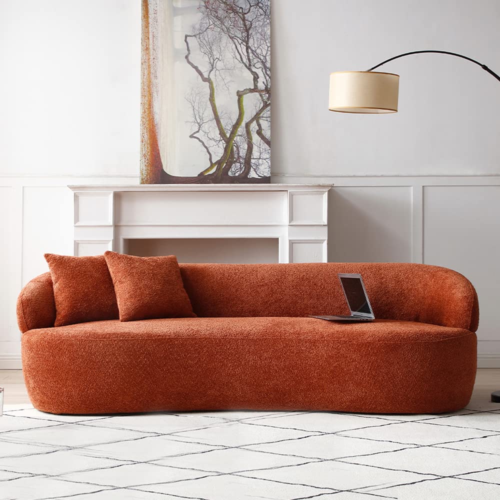 86" Curved Sofa, Modern Upholstered Boucle Curved Couch