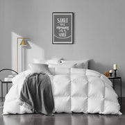 Heavyweight Feathers Down Comforter Oversized Queen Size - Cotton Quilted Thicker Winter Warmest Duvet Insert for Colder Weather/Sleepers (98x98, Ivory White)