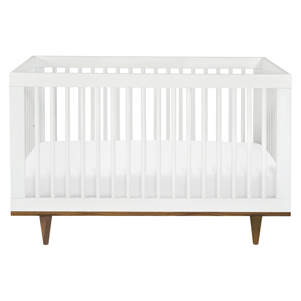 Marley 3-in-1 Convertible Crib in White Finish and Walnut Legs