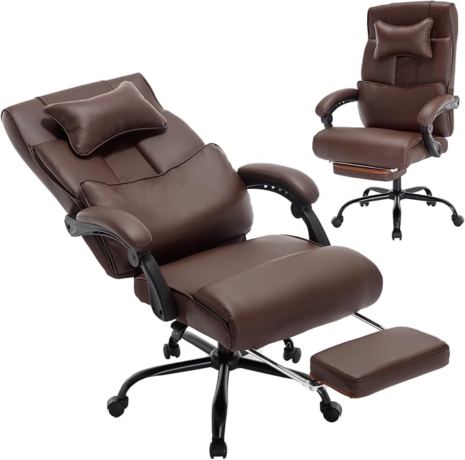 Office Chair with Foot Rest, High Back Ergonomic Reclining Executive Office Desk Chair