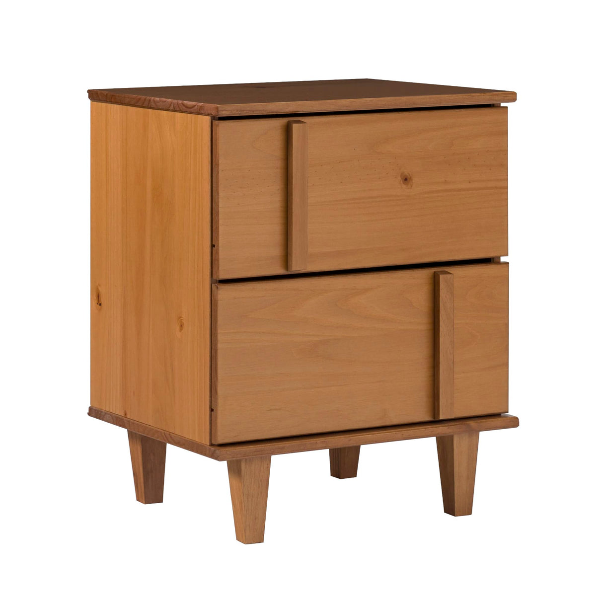 Sprague Contemporary Detailed Drawer Solid Wood Nightstand, 20 Inch, Caramel