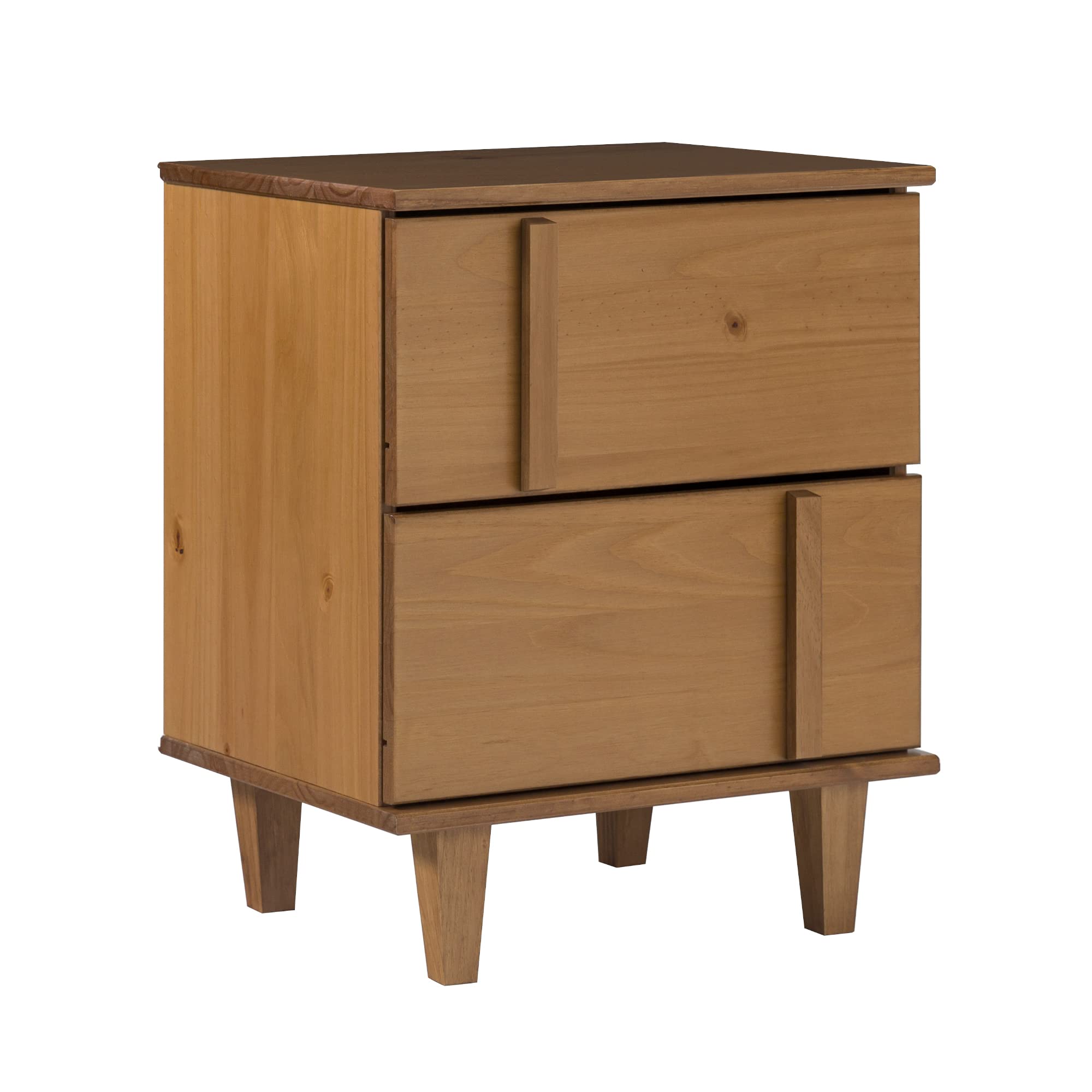 Sprague Contemporary Detailed Drawer Solid Wood Nightstand, 20 Inch, Caramel