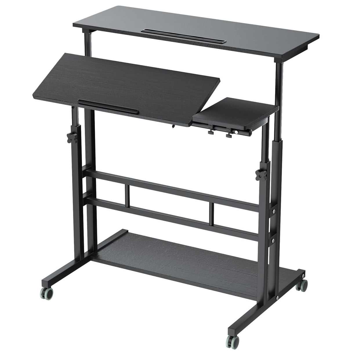 Adjustable Computer Rolling Desk Cart on Wheels Home Office Workstation