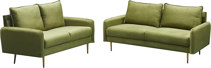 Velvet Sofa Modern Couch Tufted Loveseat with Metal Legs for Living Room