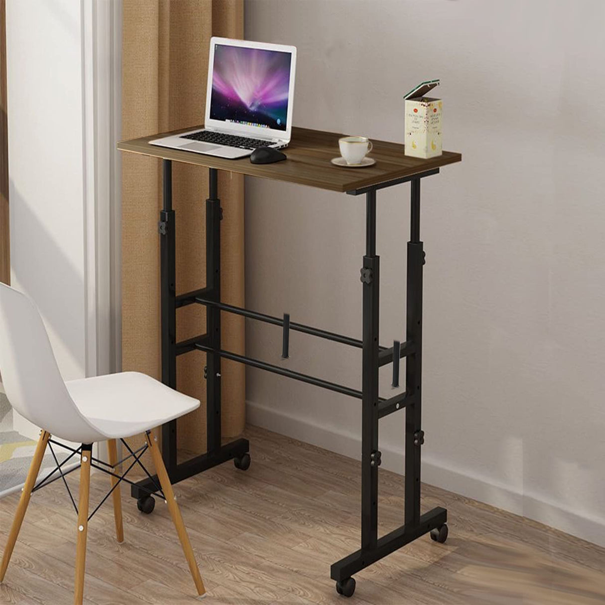 Rolling Cart on Wheels Home Office Computer Workstation with USB Ports and Outlets