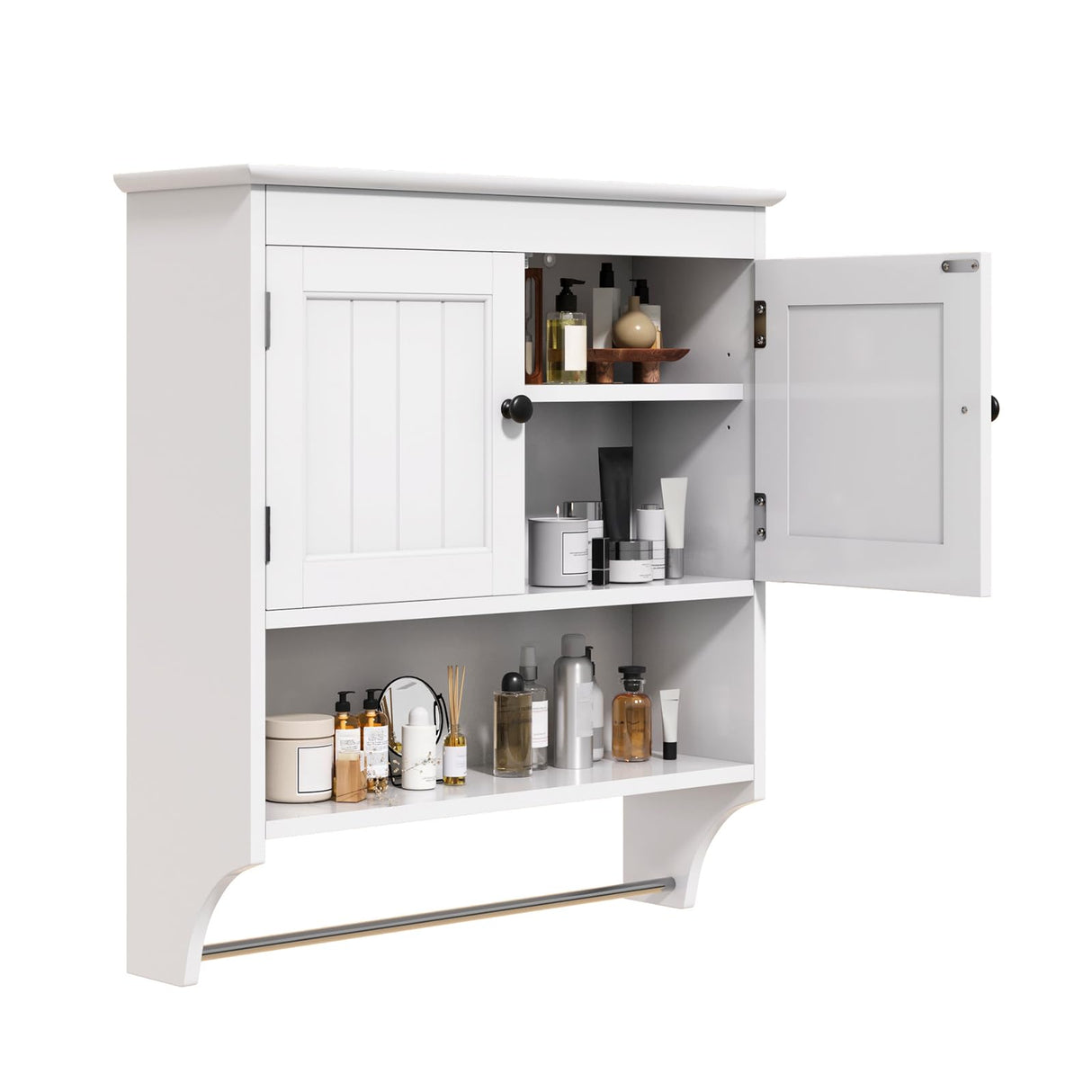 Bathroom Wall Cabinet with Towels Bar, Wall Mounted Medicine Cabinet