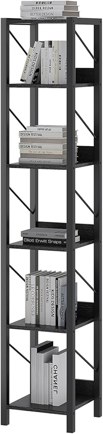 6 Tier Tall Bookcase Shelf, Narrow Bookshelf, Storage Organizer for Books