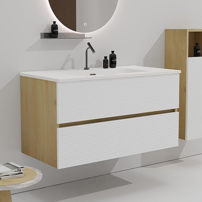 36" Bathroom Vanity with Sink, Wall Mounted Bathroom Vanity Cabinet