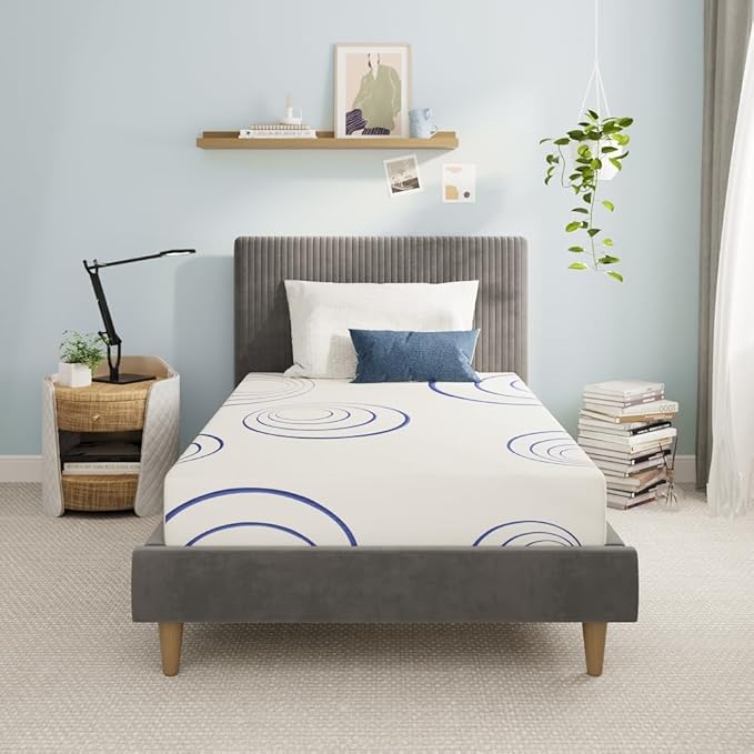 Twin Mattress for Kids, 6 Inch Green Tea Gel Cooling Memory Foam Bunk Bed Mattress