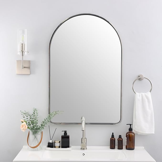 Brushed Nickel Arched Mirror, Arched Bathroom Mirror