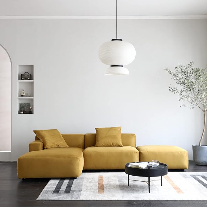 Luxury Modern Modular L-Shape Sectional Sofa Set, 3 Seat Upholstered Couch