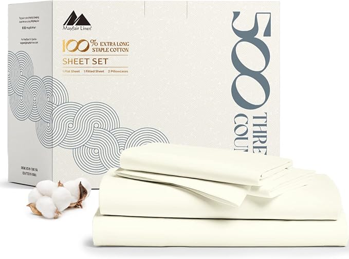 King Size Cotton Sheets Set - 500 Thread Count 4 PC 100% Cotton Sheets