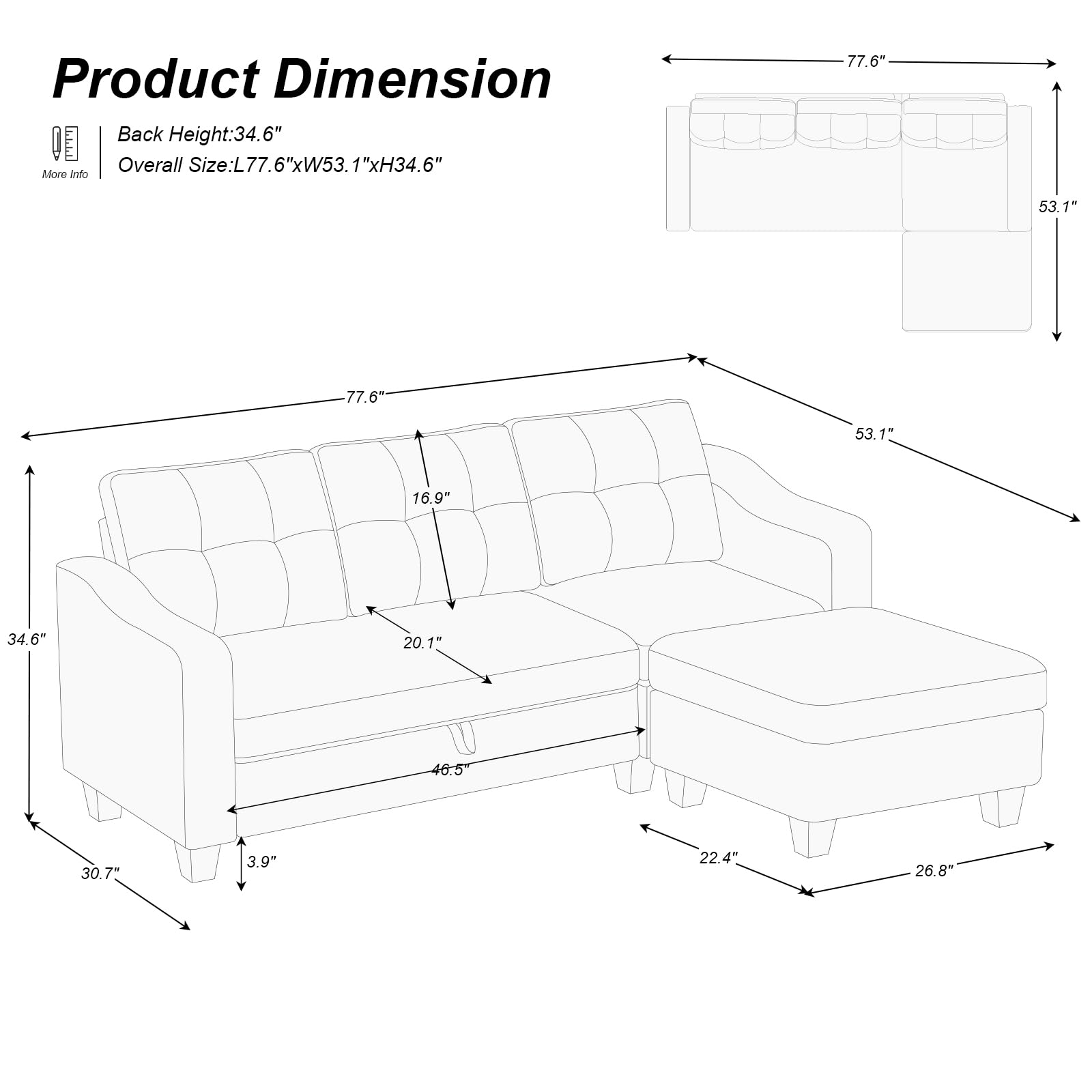 Velvet Sectional Couch with Storage, L Shaped Sofa with Chaise