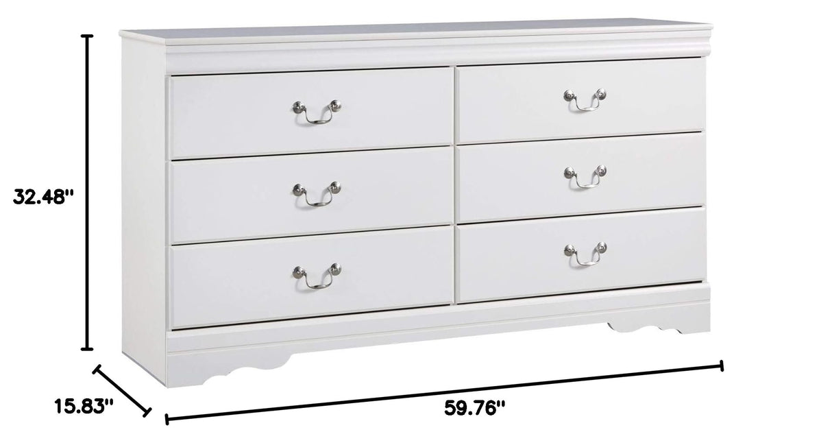 Anarasia Modern Glam Children's 6 Drawer Dresser, White