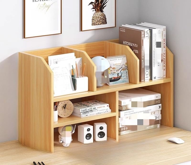 DWEJYCAA Open Desk Shelf,Multi-Tier Storage Rack, Space-Saving Organizer for Office, Study, Bedroom, or Living Room(Gray)