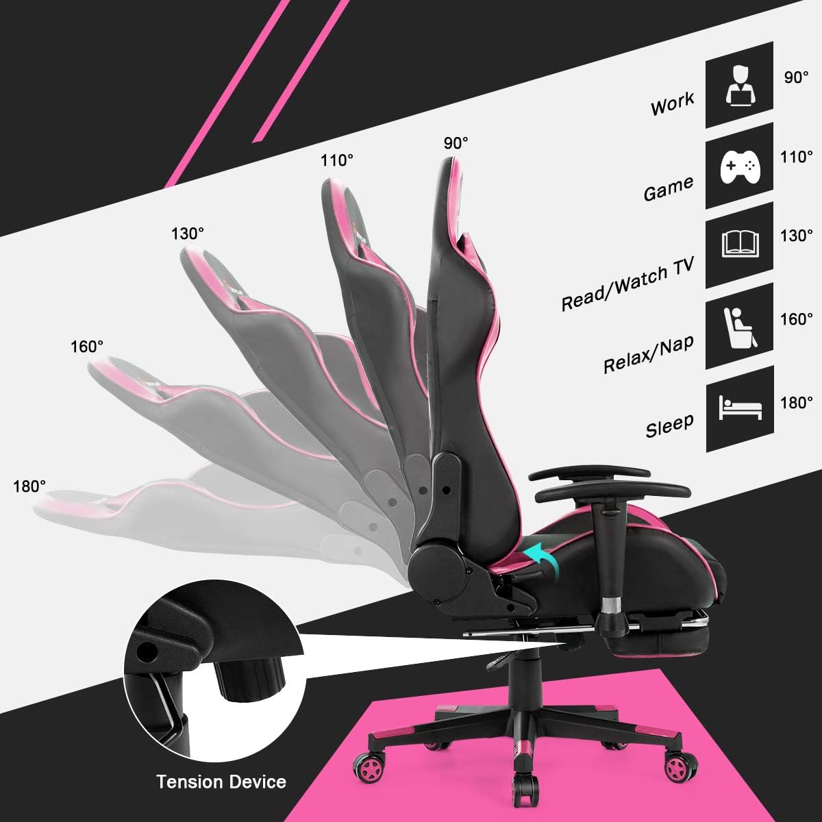 Massage Gaming Chair with Footrest - Ergonomic Reclining Office Chair