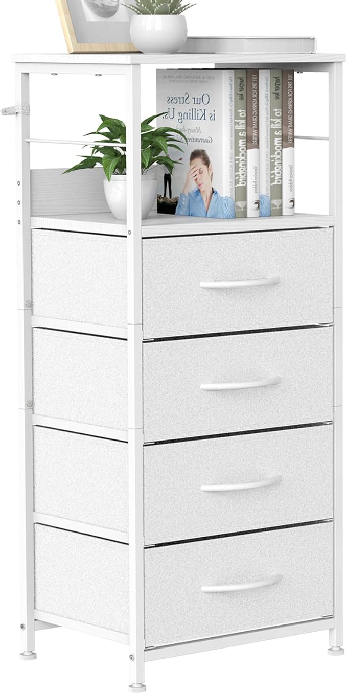 Nightstand with 4 Drawers, End Table